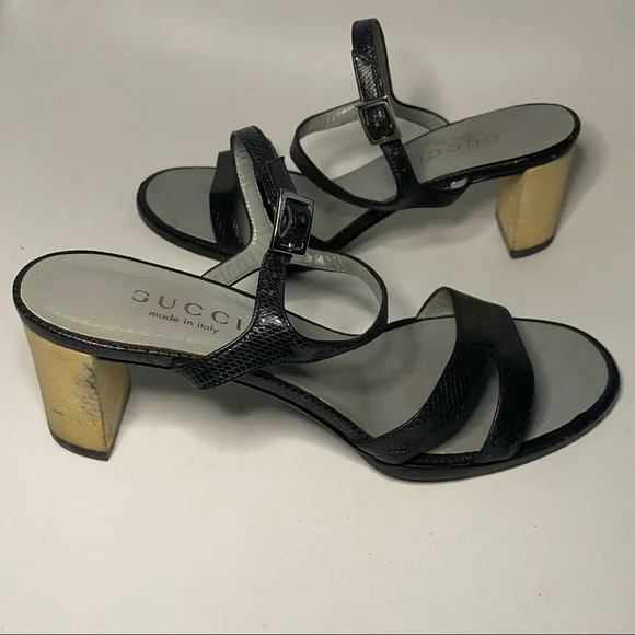 Gucci Black Block Heel Ankle Strap Sandal - Picture 15 of 16